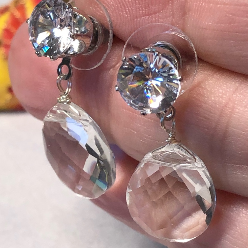 Crystal BRIOLETTE earrings with large stud-BLING